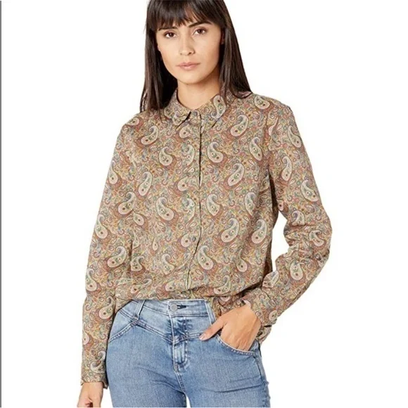 J. Crew Olive Green Slim Perfect Button Down Shirt in Liberty Lee Manor Paisley - Picture 7 of 13